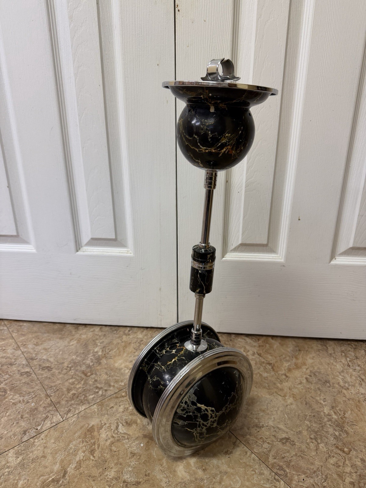 Unique 1930s Art Deco Black The Belmet Rollodor  Rolling Standing Ashtray  As Is