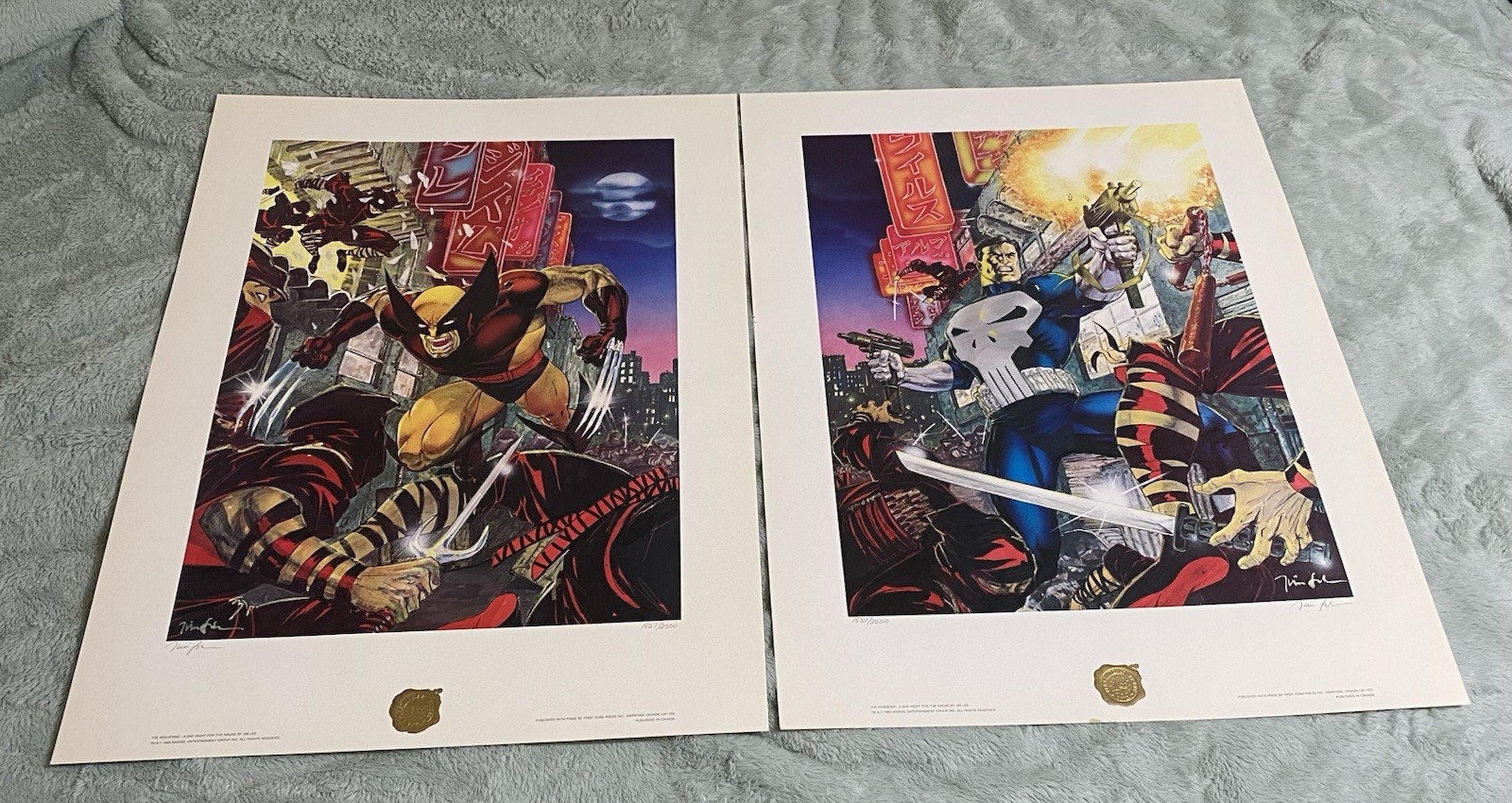 WOLVERINE AND THE PUNISHER A Bad Night For Ninjas LITHOGRAPH JIM LEE Art & Sign
