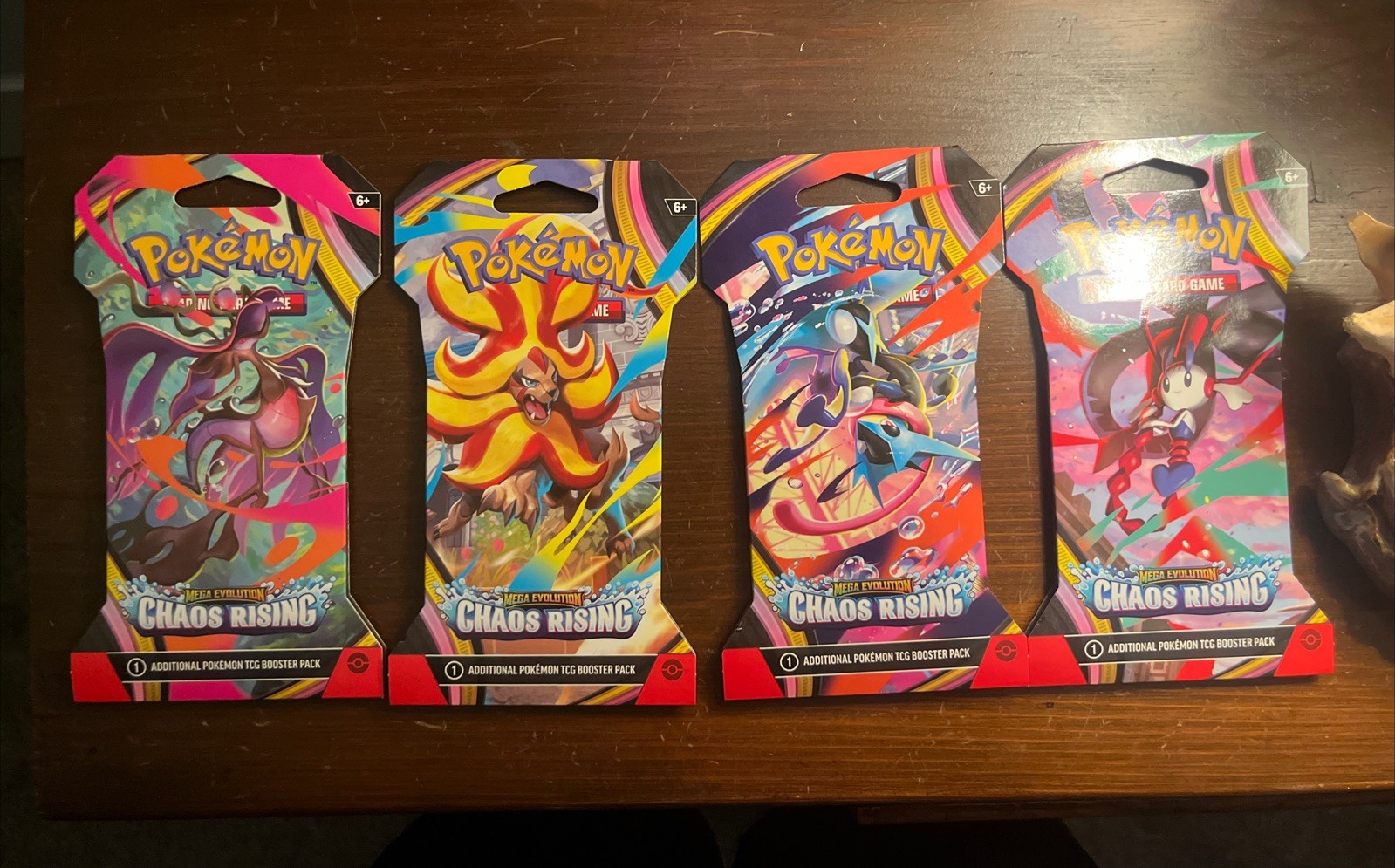 Pokemon TCG Mega Evolution Chaos Rising Sleeved Booster Pack Art Set Lot Of 4