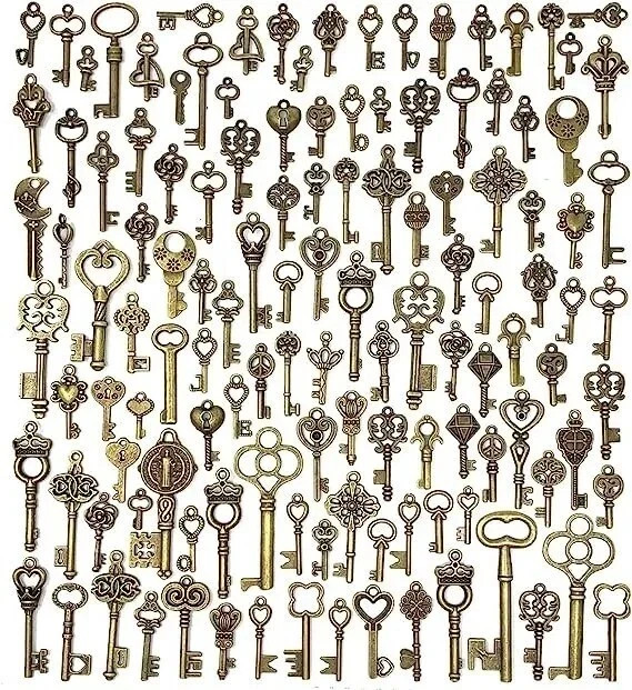 Lot Of 125 Vintage Style Antique Skeleton Furniture Cabinet Old Lock Keys Jewelr Lot Of 125 Vintage Style Antique Skeleton Furniture Cabinet Old Lock Keys Jewelr