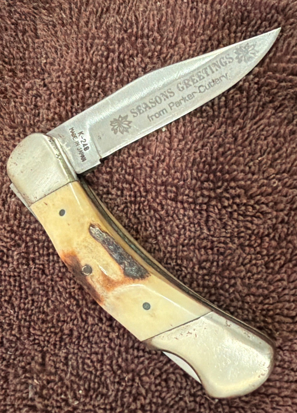 Vintage 1978-82 Parker Brothers K248  Imai Seki Japan Stag Folding Knife
