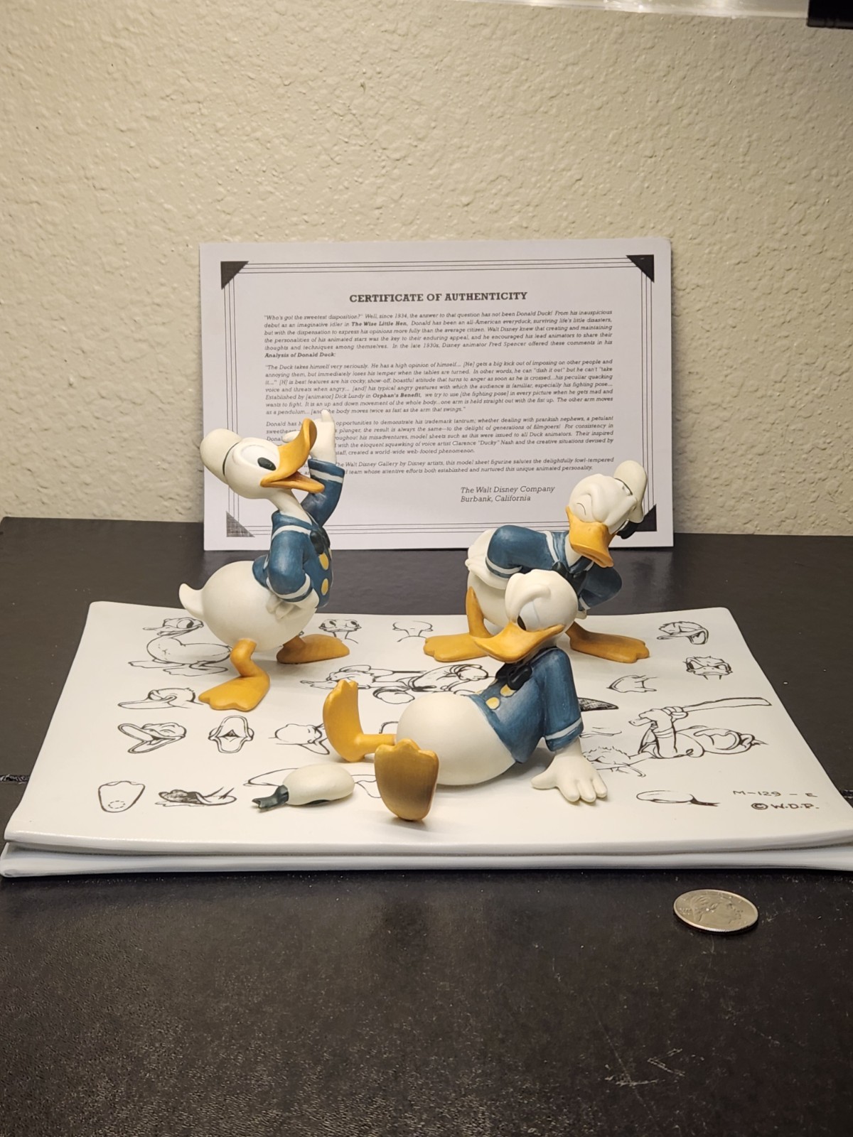 Disney Donald Duck Figure Model Sheet 0399/3000 Walt Disney Gift Fan Vtg WDCC