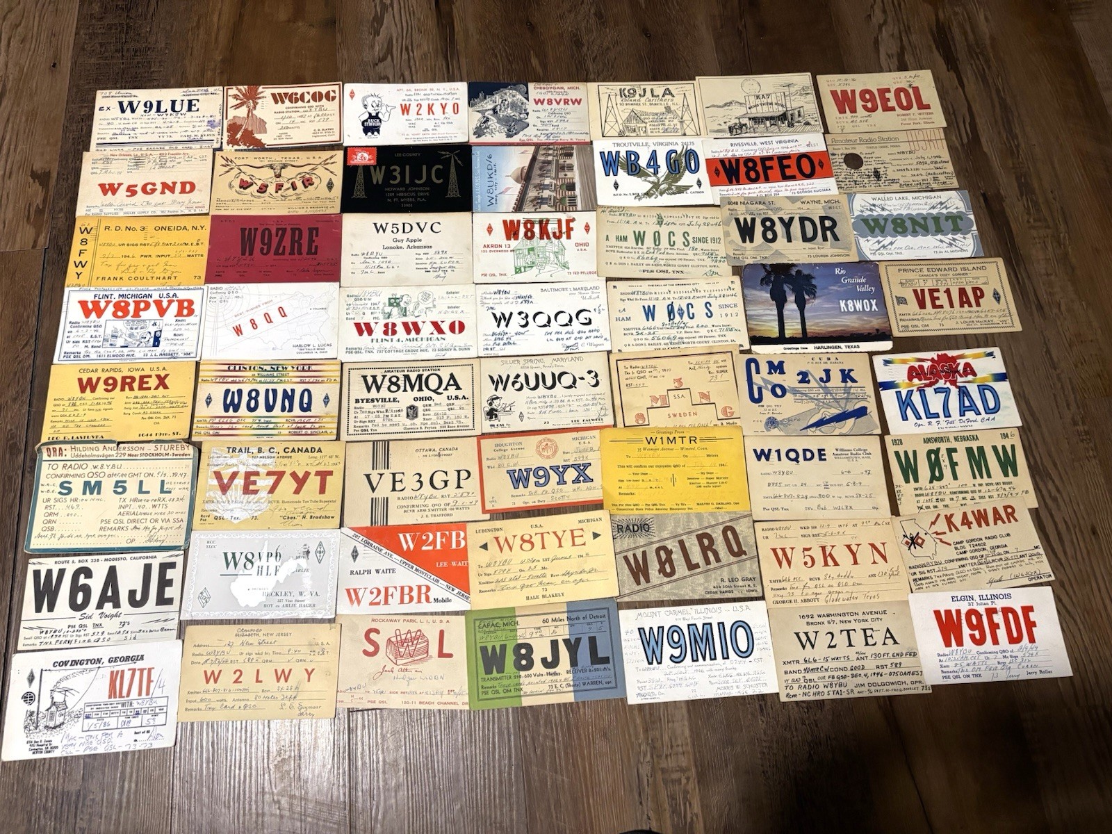 Vintage Large Lot ofHam CB Radio QSL Swap Club Cards Postcards 1940s & 1950s