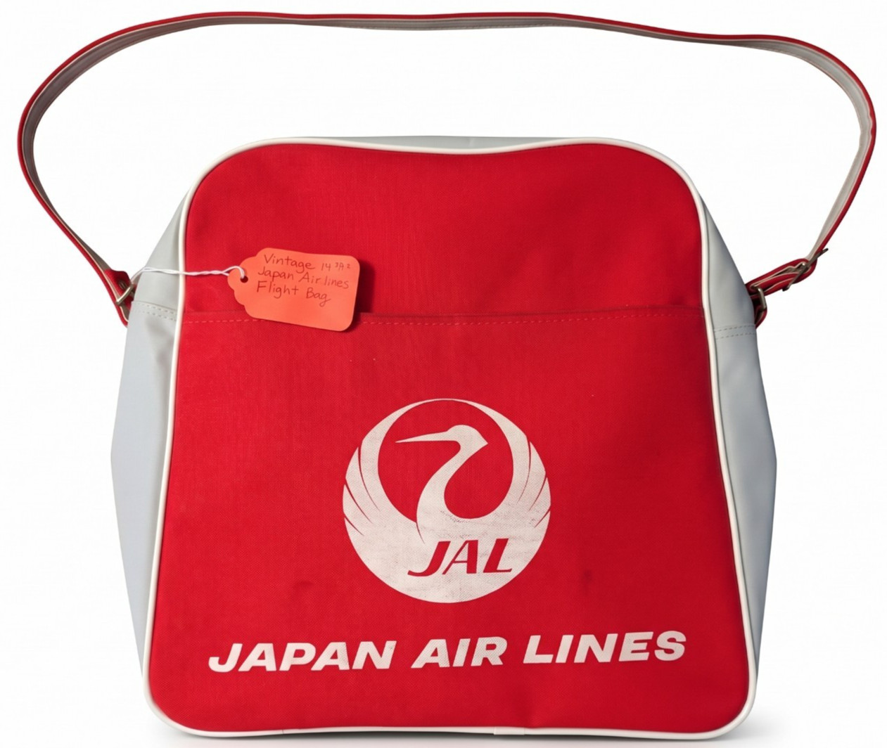 VINTAGE TRAVEL BAG: 1970s Japan Air Lines JAL Airline Flight Shoulder Tote WOW