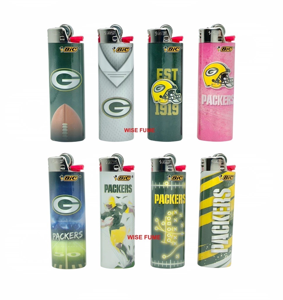 NEW 8pc LARGE size green bay packers NFL football bic lighters LIMITED EDITION