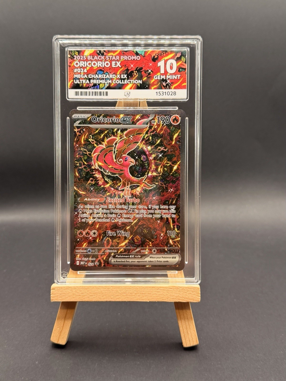 Oricorio ex 024 2025 Black Star Promo ACE Grading 10 Holo English