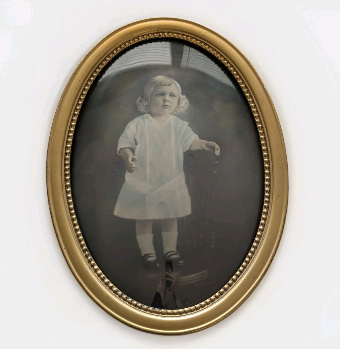 Antique Large Oval Convex Bubble Glass Portrait Victorian Edwardian Era 22 X 16