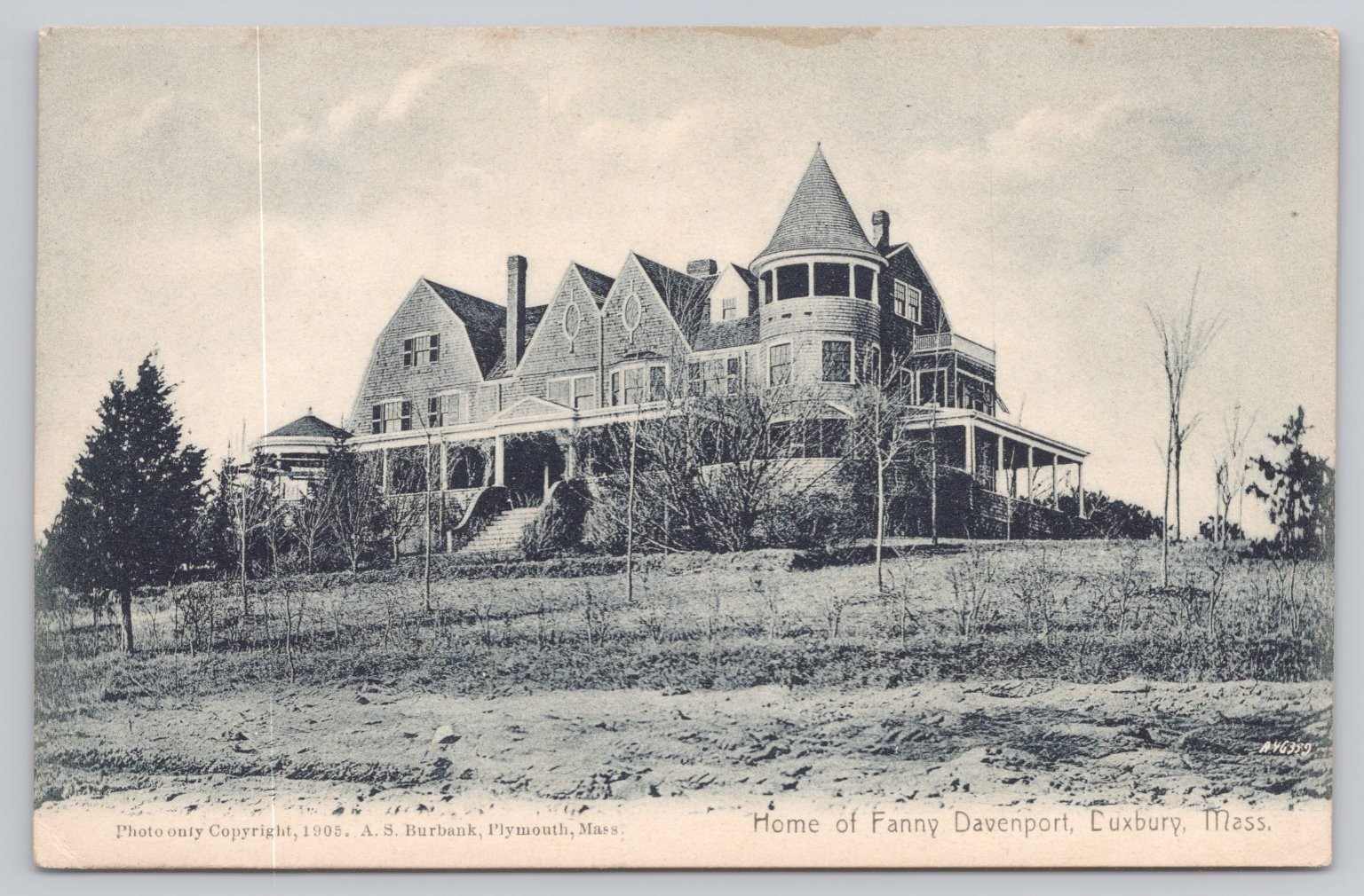 1905 Home of Fanny Davenport Duxbury MA Postcard A.S. Burbank Posted