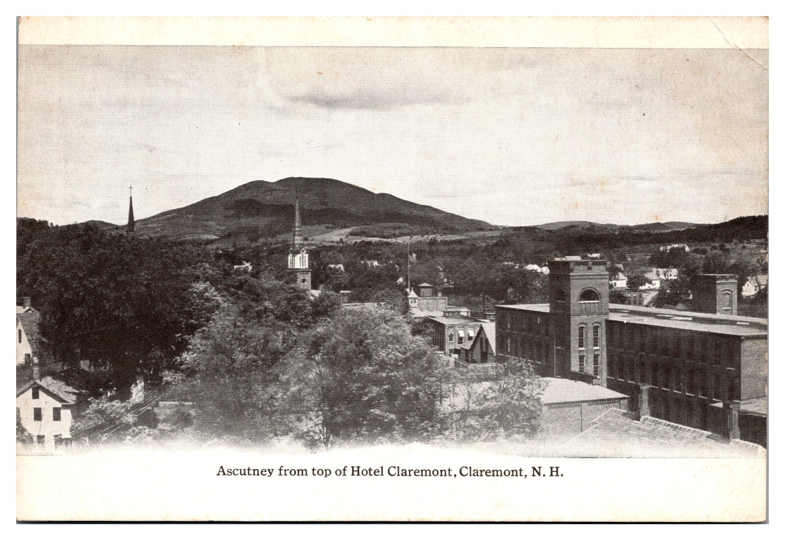 ANTQ Ascutney from top of Hotel Claremont, Town Scene, Claremont, NH