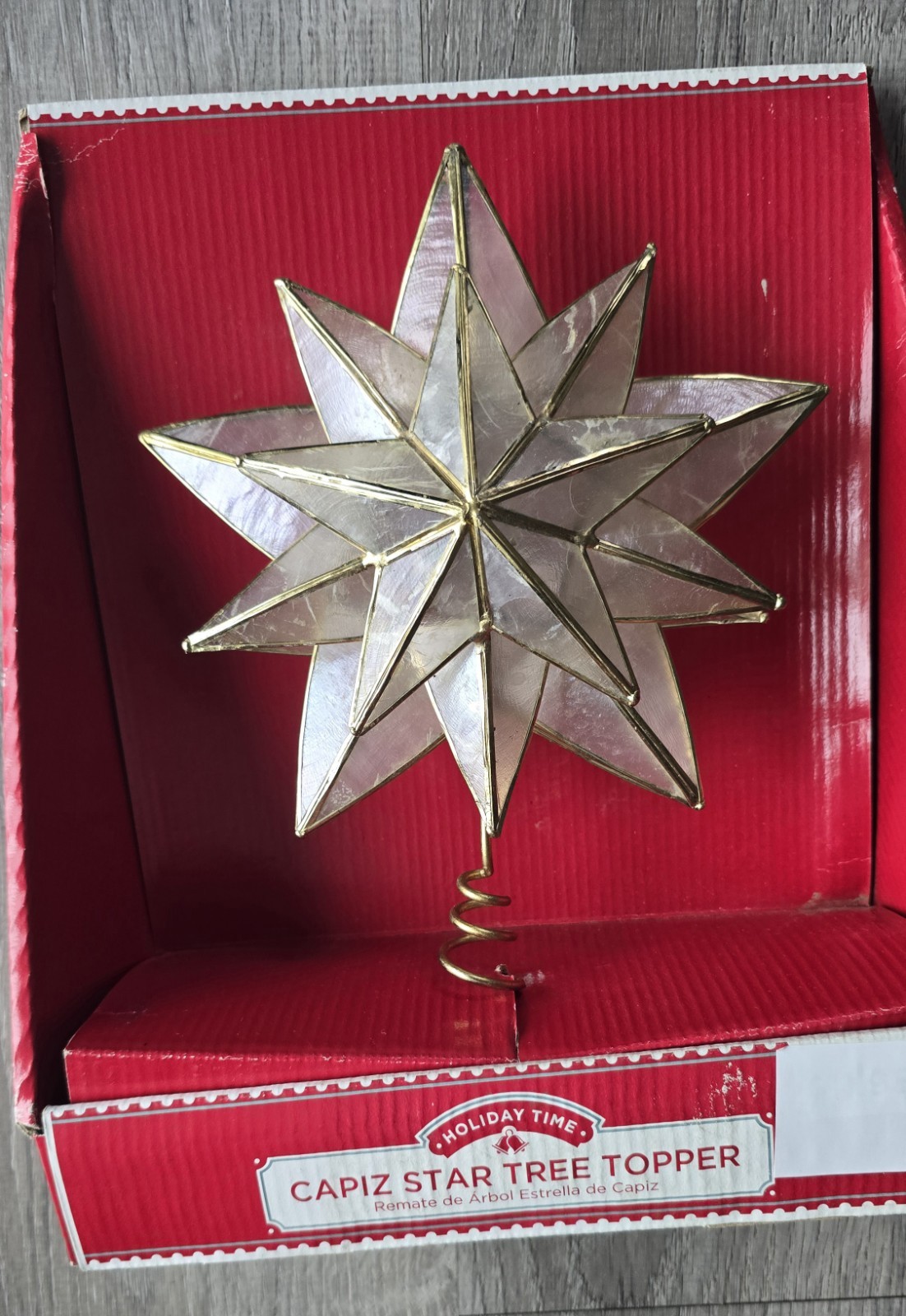 Capiz Shell Bethlehem Star Christmas Tree Topper Two Sided NEW 15 Points