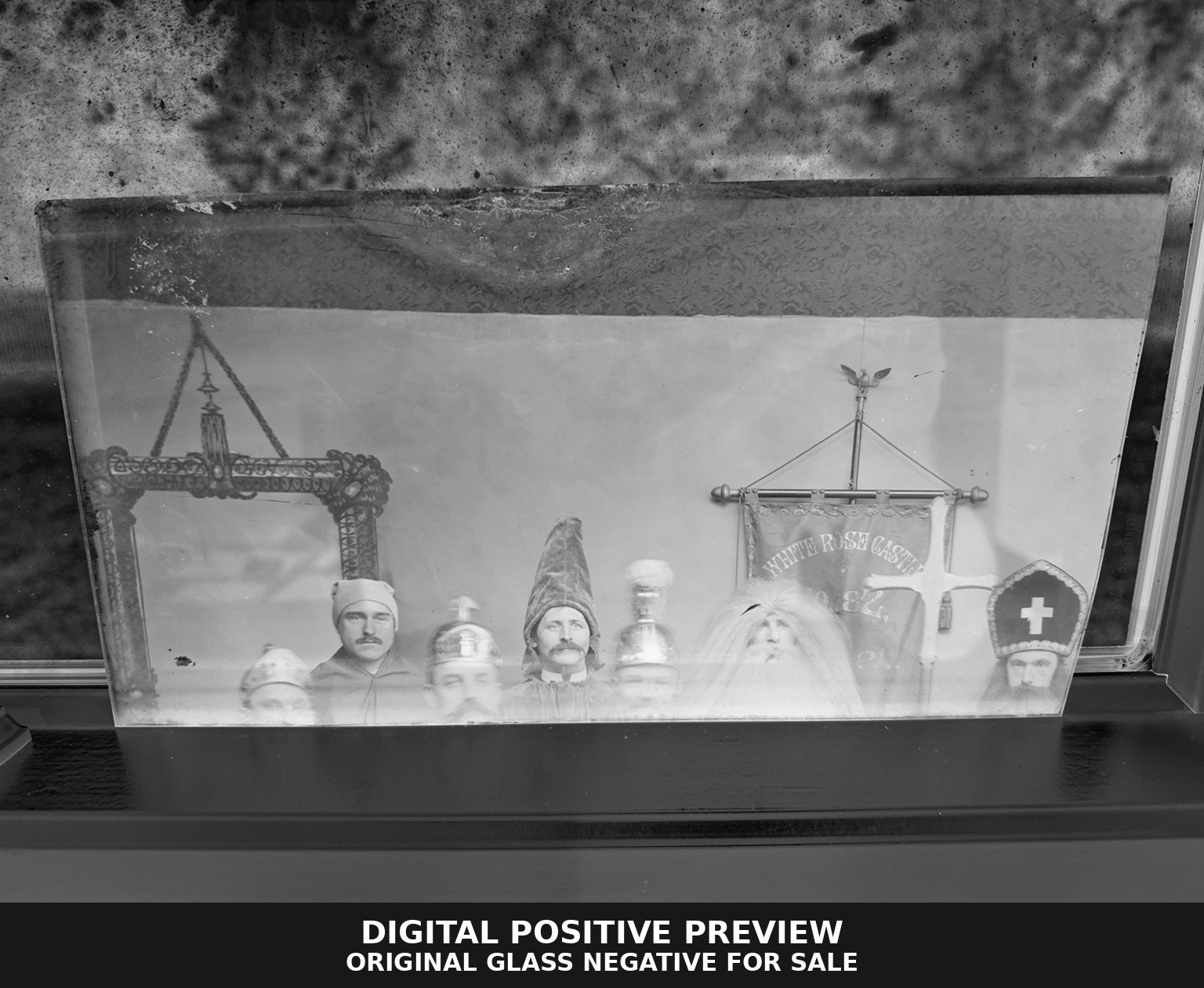Antique Glass Negative White Rose Castle 182 Knights Golden Eagle York PA