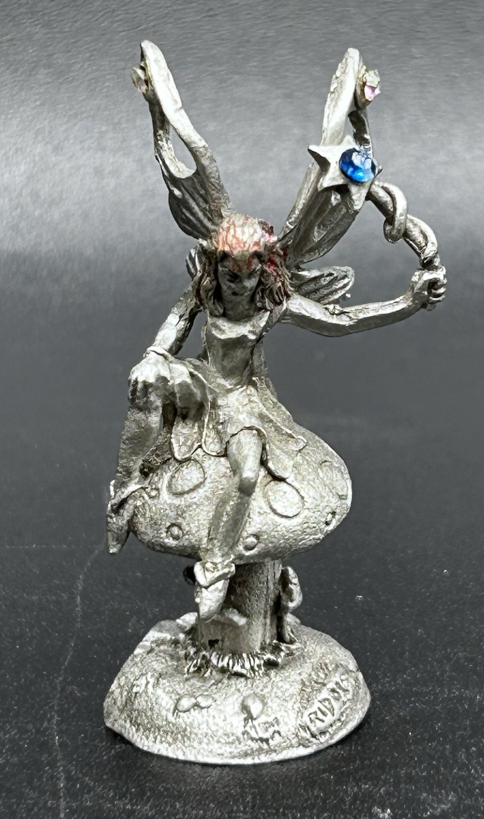 Vintage 1991 Yahre Gallo Pewter Fairy on Mushroom Figurine