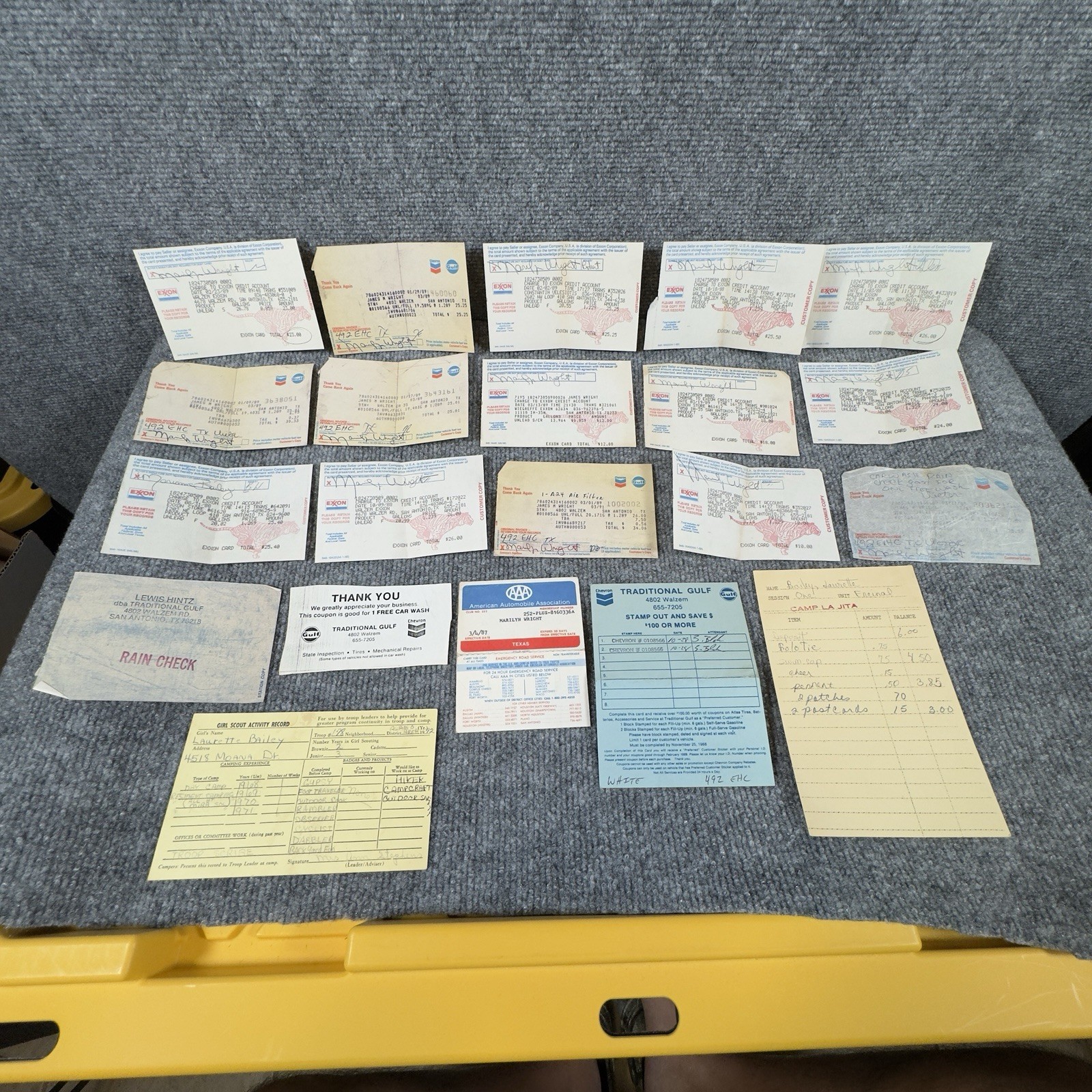 21 Vintage 1970s-1980s Chevron Golf Exxon Gas Station Receipts Girl Scouts AAA