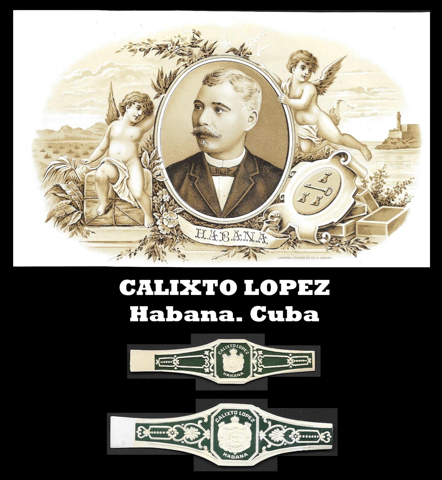 Awesome Vintage Cuban Cigar Label and Cigar Bands -19th/Early 20th C.