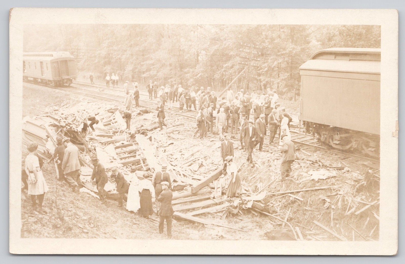 DL&W Railroad Train Wreck RPPC Gibson NY 1912 Disaster Real Photo Postcard