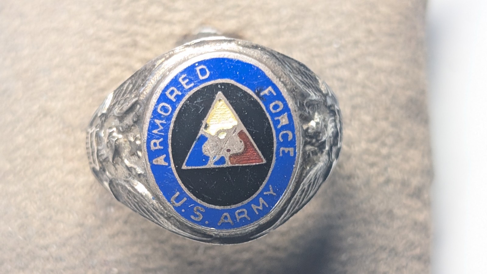 VTG WORLD WAR 2 ARMORED FORCE RING U.S. ARMY SIZE 11 3/4 GROUSE CO STERLING