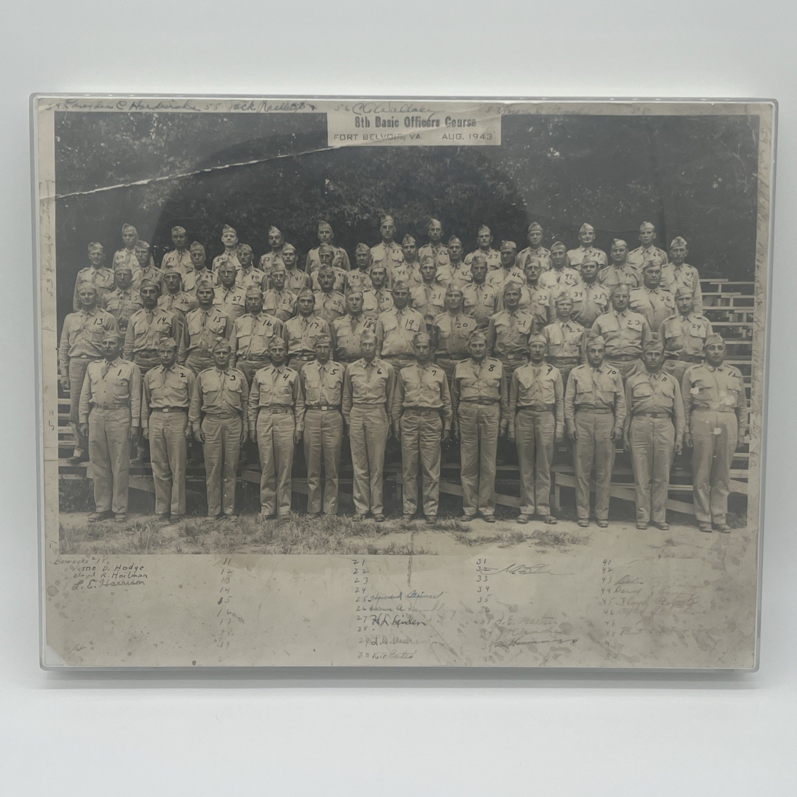 WW2 Army Group Picture Officers Basic Course Fort Belvoir VA 1943 Named Signed