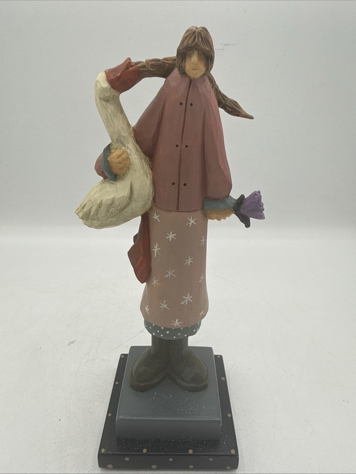 VTG 1996 Williraye Studio Long-Haired Girl Carrying Goose Figurine  WW1052