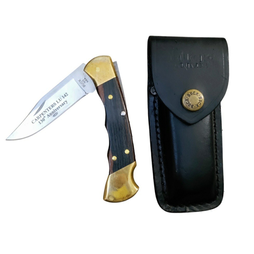 Buck 112 Ranger Knife Carpenters LU 142 130th Anniversary VTG W Case