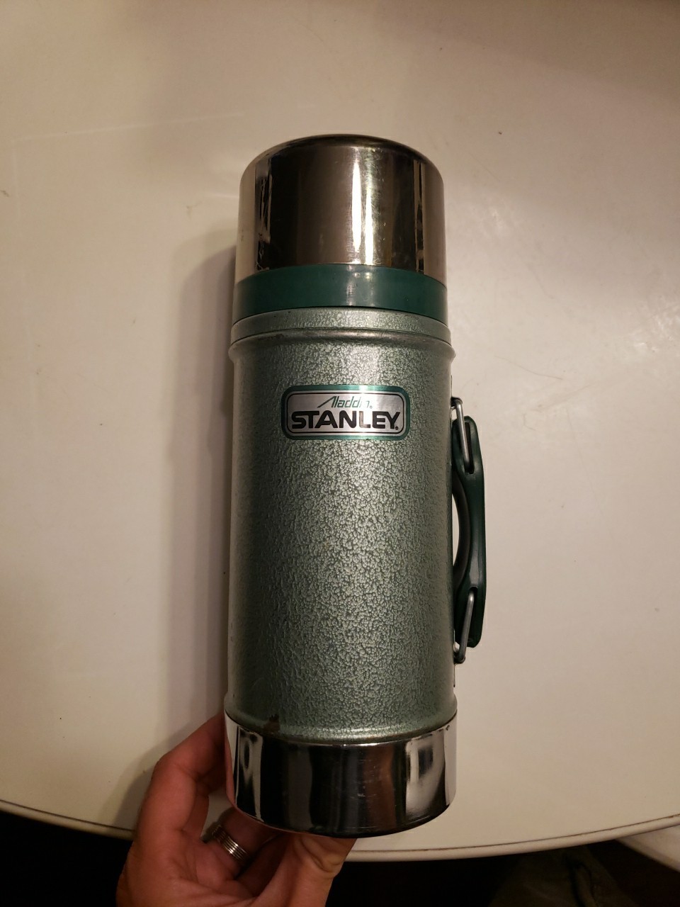 Vintage Aladdin Stanley Thermos Wide Mouth 24oz Green Hammertone A-1350B USA