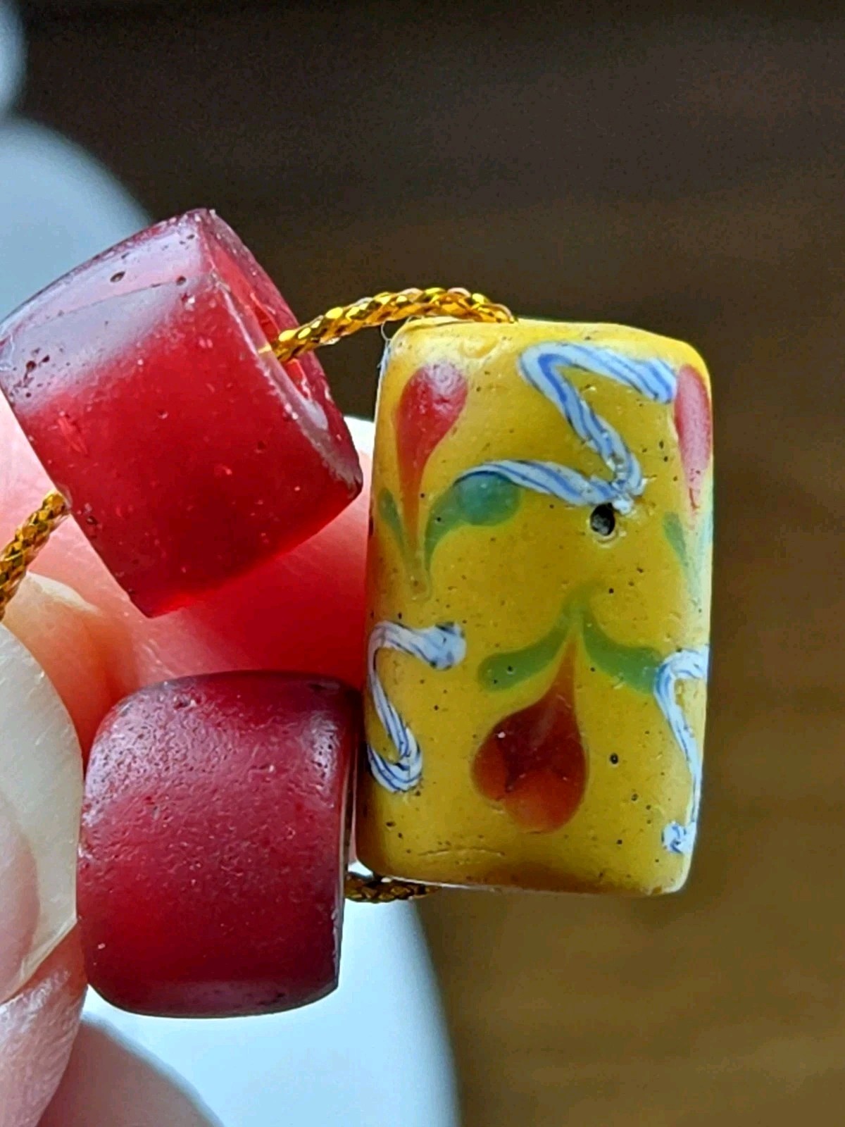 Fancy Rare Floral Antique Venetian Glass Trade Bead African BEADS 