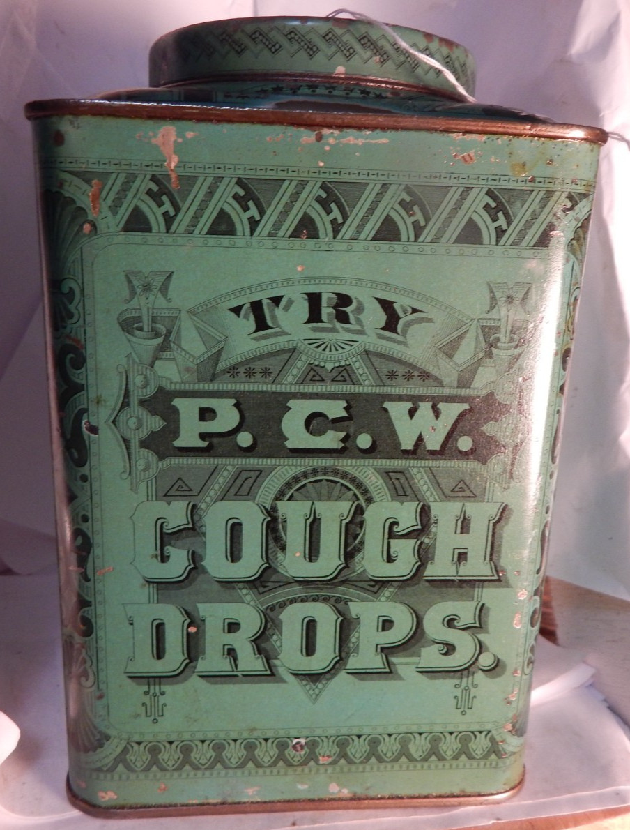 antique tin--The P & C cough Drops P,C. Wiest & co York,Pa will cure hoarsensess