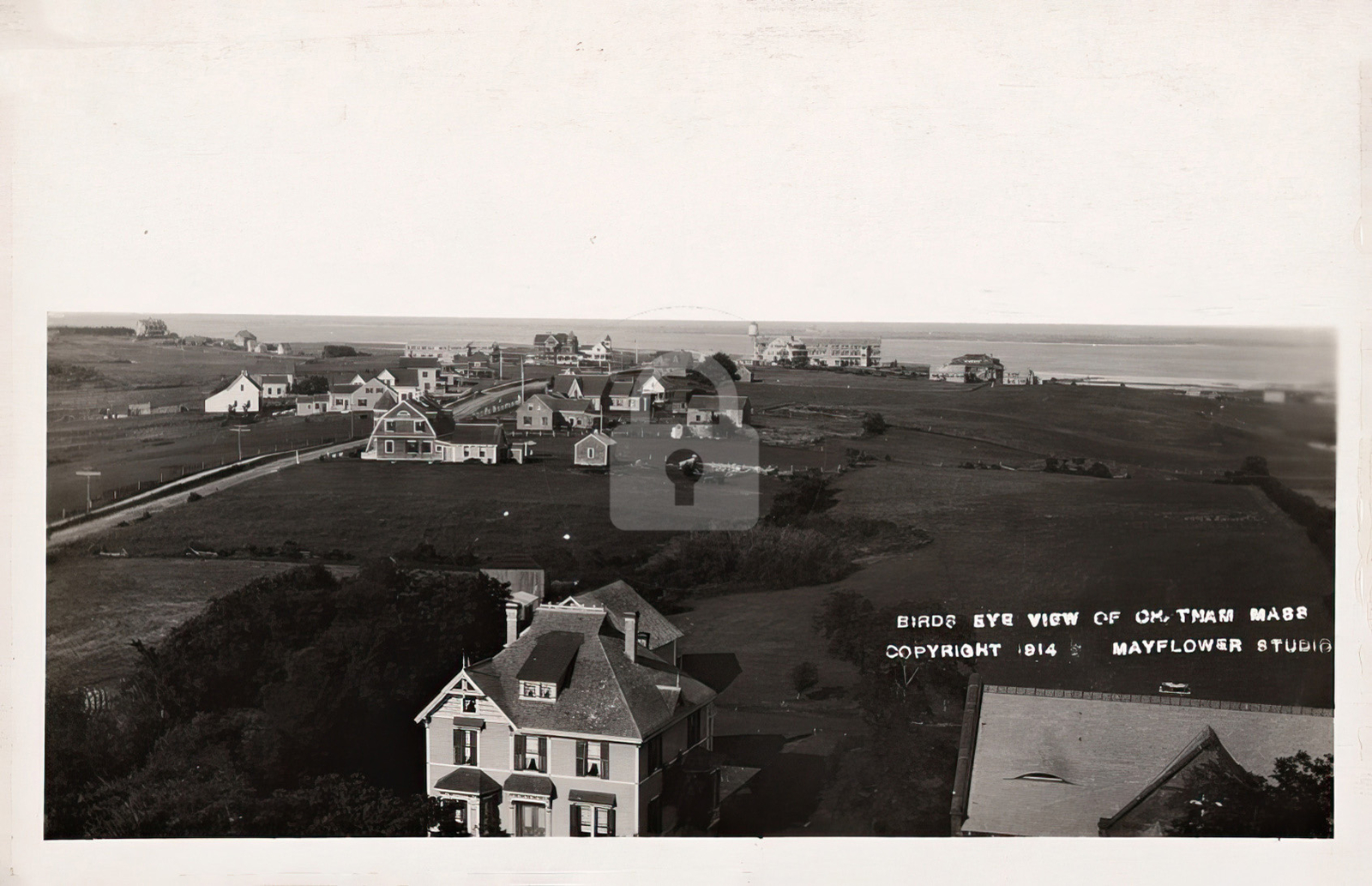 Birds eye view of Chatham MA Massachusetts 7 1914 RPPC Photo Postcard COPY