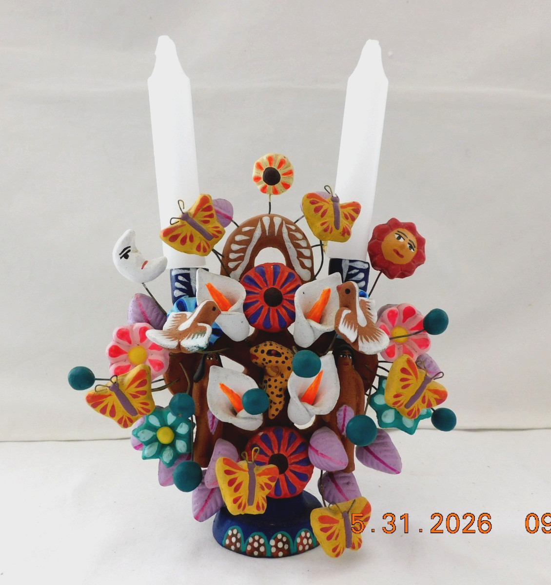 Oaxaca Mexico Tree of Life Candelabra Adam Eve Snake Sun Moon Flowers Birds