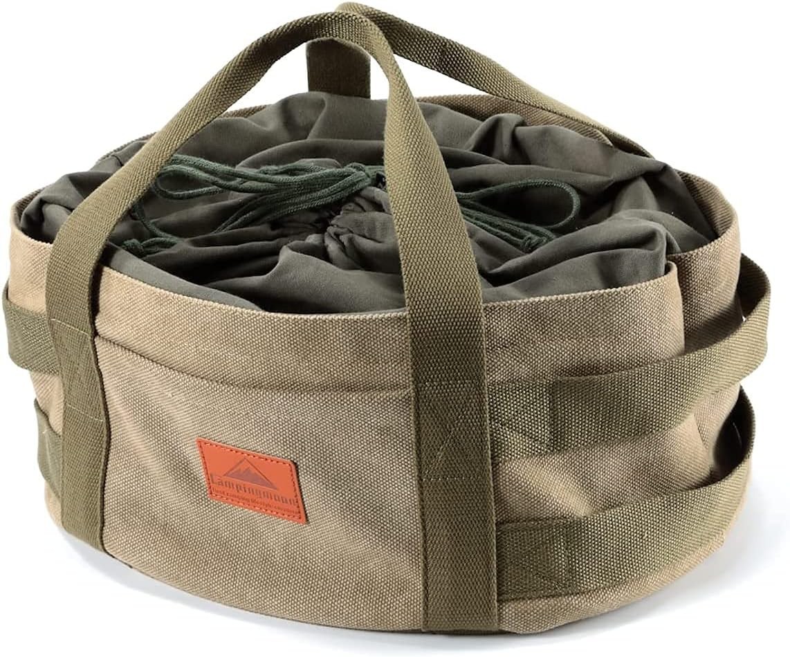 camping moon Carry Bag for 12-inch Dutch Oven Durable Canvas w/Handle Drawstr...