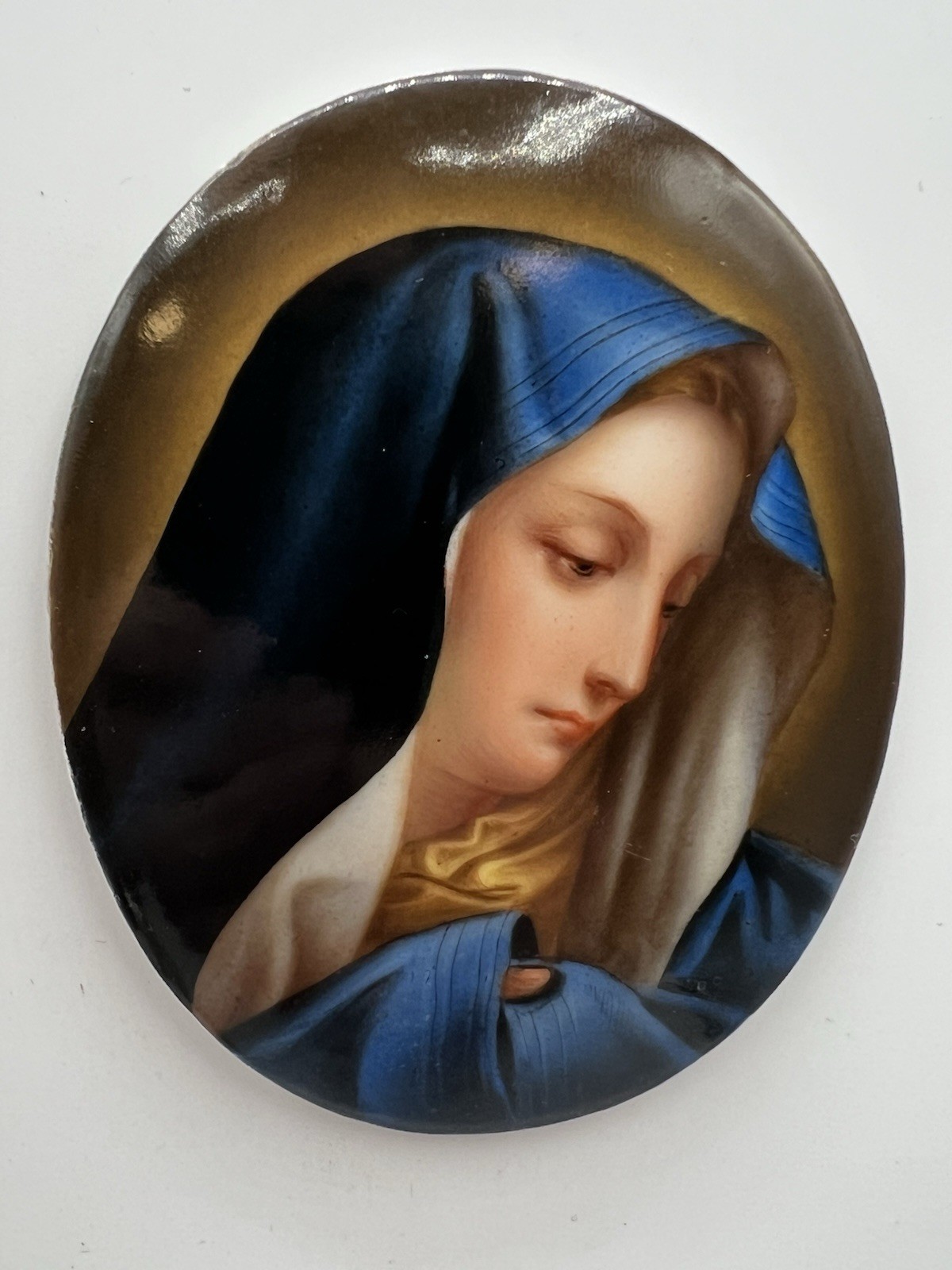 Antique 19th Century Hand Painted Porcelain Virgin Mary KPM Germany