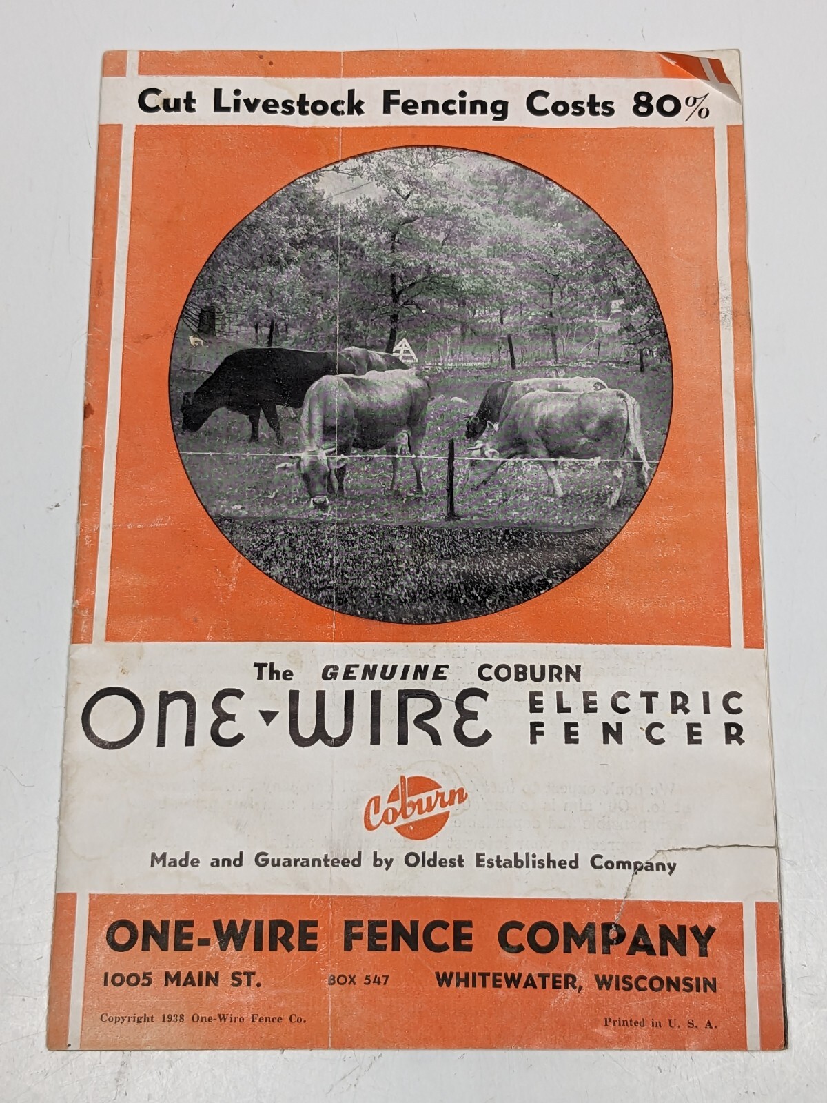 RARE Coburn 1938 One-Wire Electric Fence Dealers Brochure Catalog - Farming