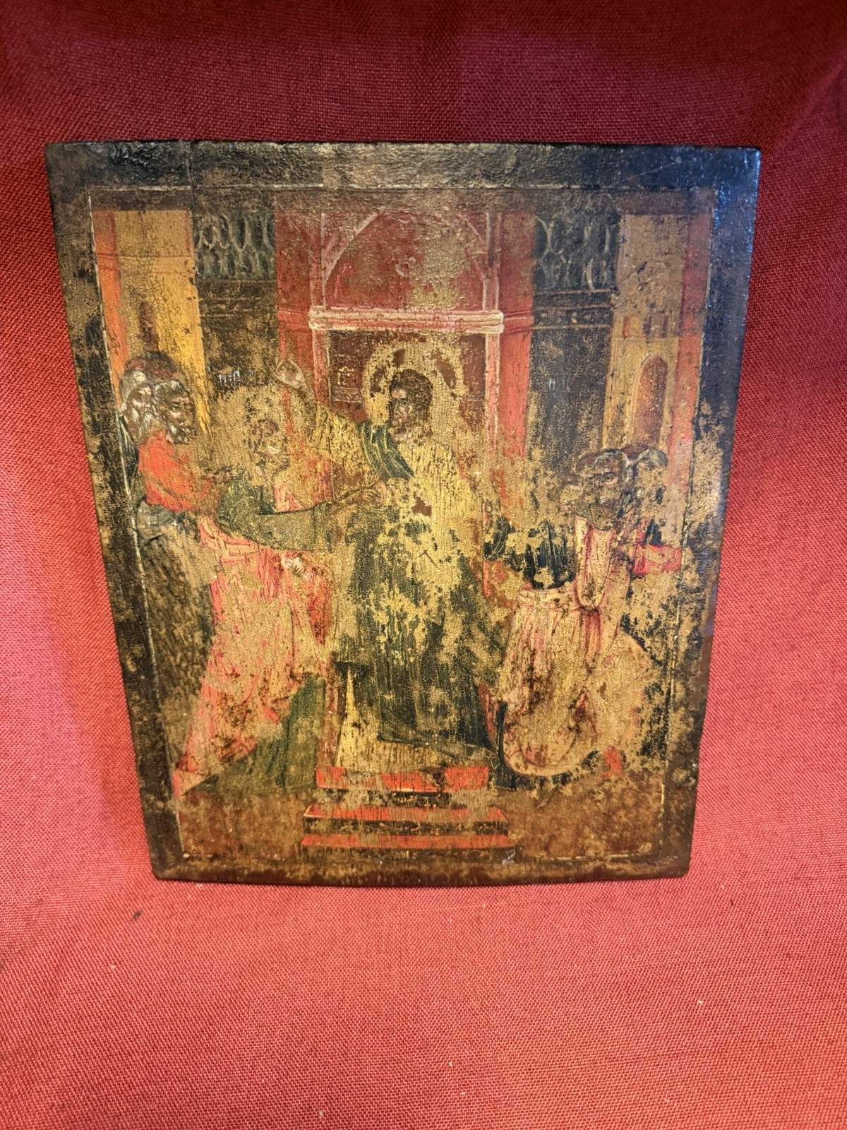 Antique Russian Icon 17-18th Century Religious Orthodox Wood Artwork 