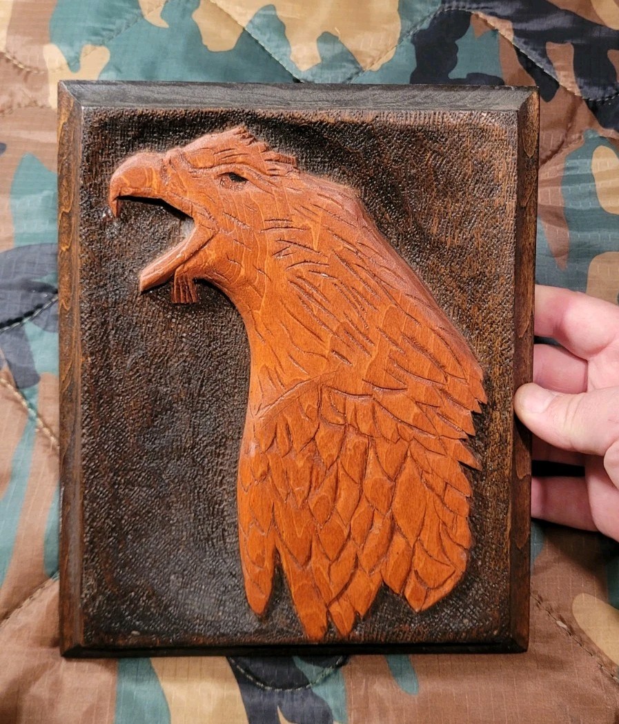 Hand Carved Vintage Wood Eagle Wall Plaque