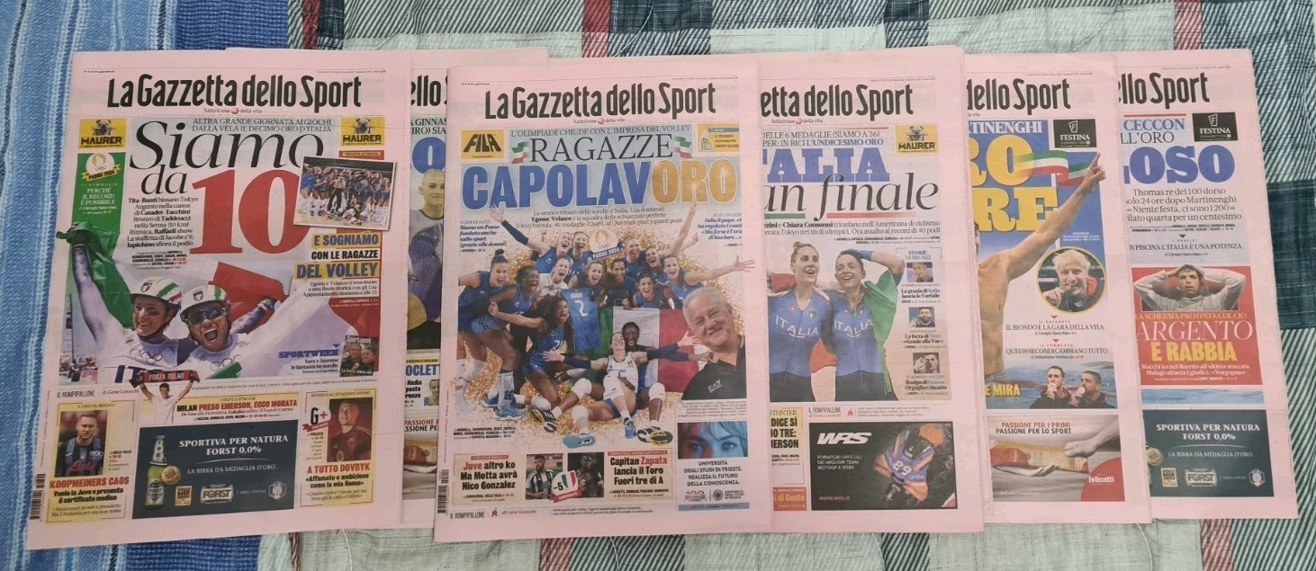 Complete set Gazzetta Dello Sport Gold Medals Olympics 2024 Italy