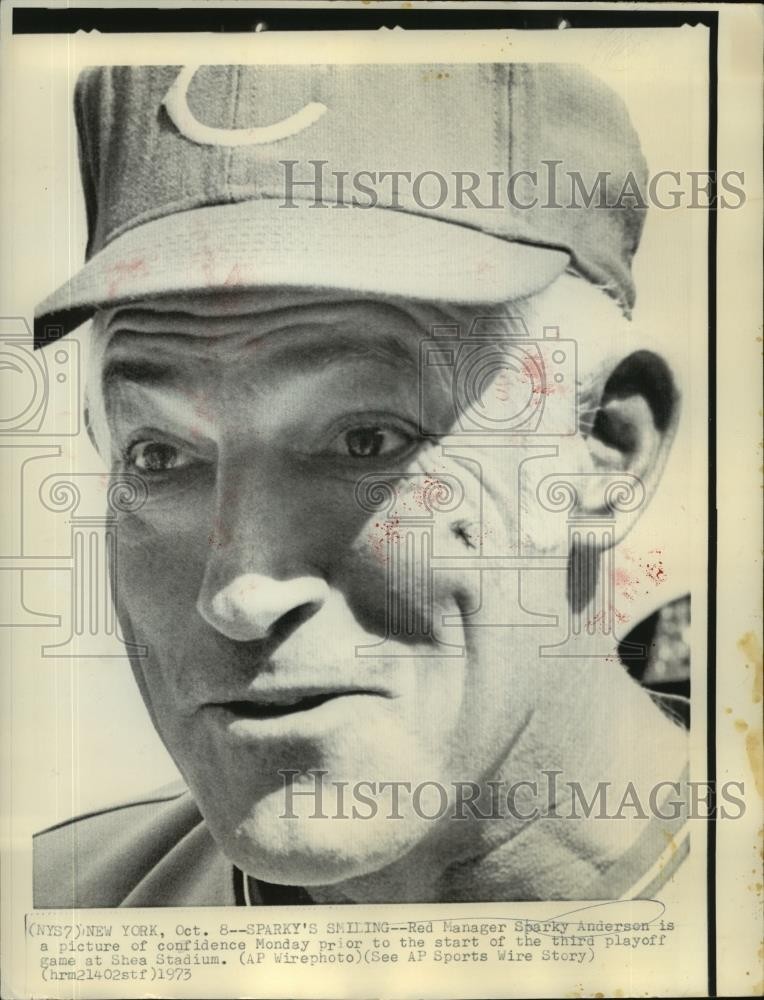 1973 Press Photo Baseball - Red Manager Sparky Anderson at Shea Stadium