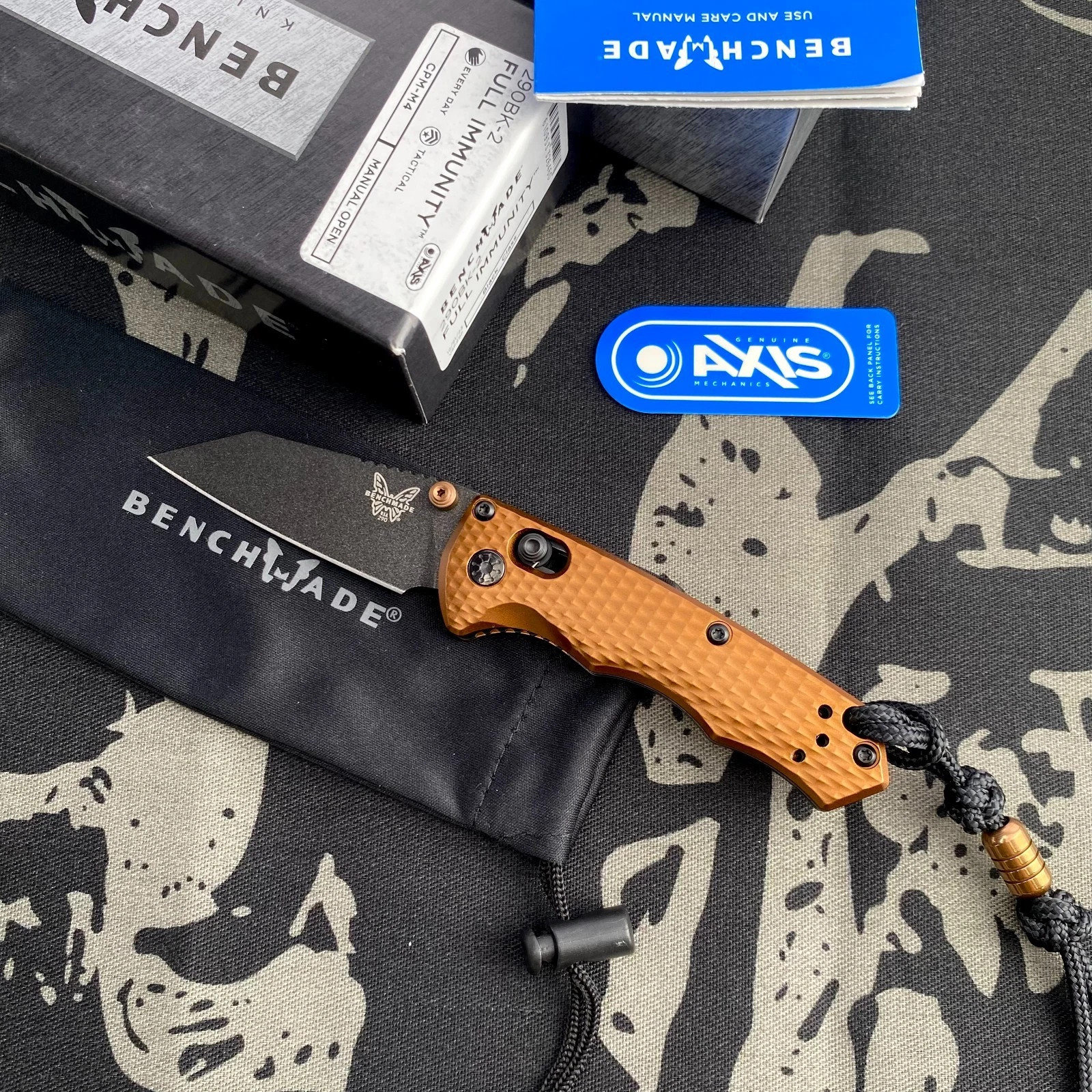 Benchmade 290BK-1 Full Immunity Flat Dark Earth CPM-M4 Blade AXIS Folding Knife