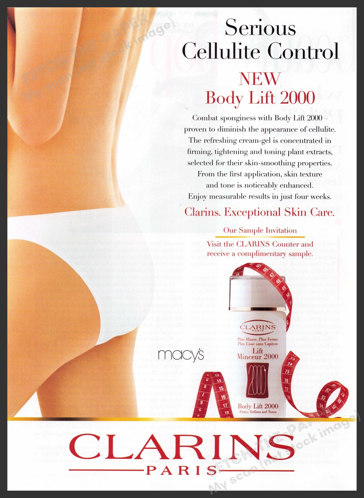 Clarins Paris 1990s Print Advertisement 1999 Body Lift 2000 Skin Care