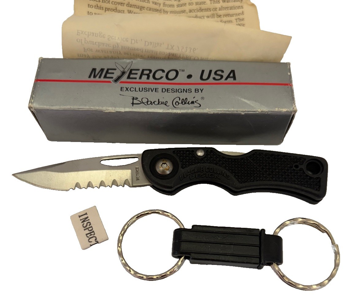 Meyerco Blackie Collins Folding Knife MCSCAMPS Serrated AUS-8 Seki Japan