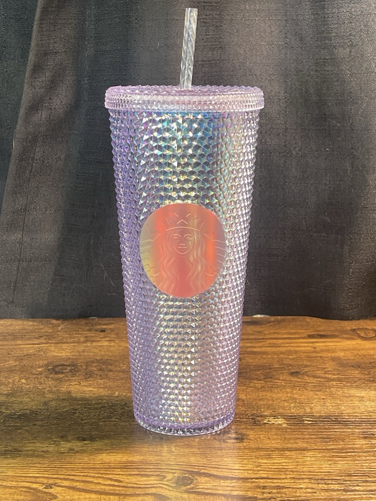 Starbucks Iridescent Lavender Silver Studded Cold Cup Tumbler 24oz Venti