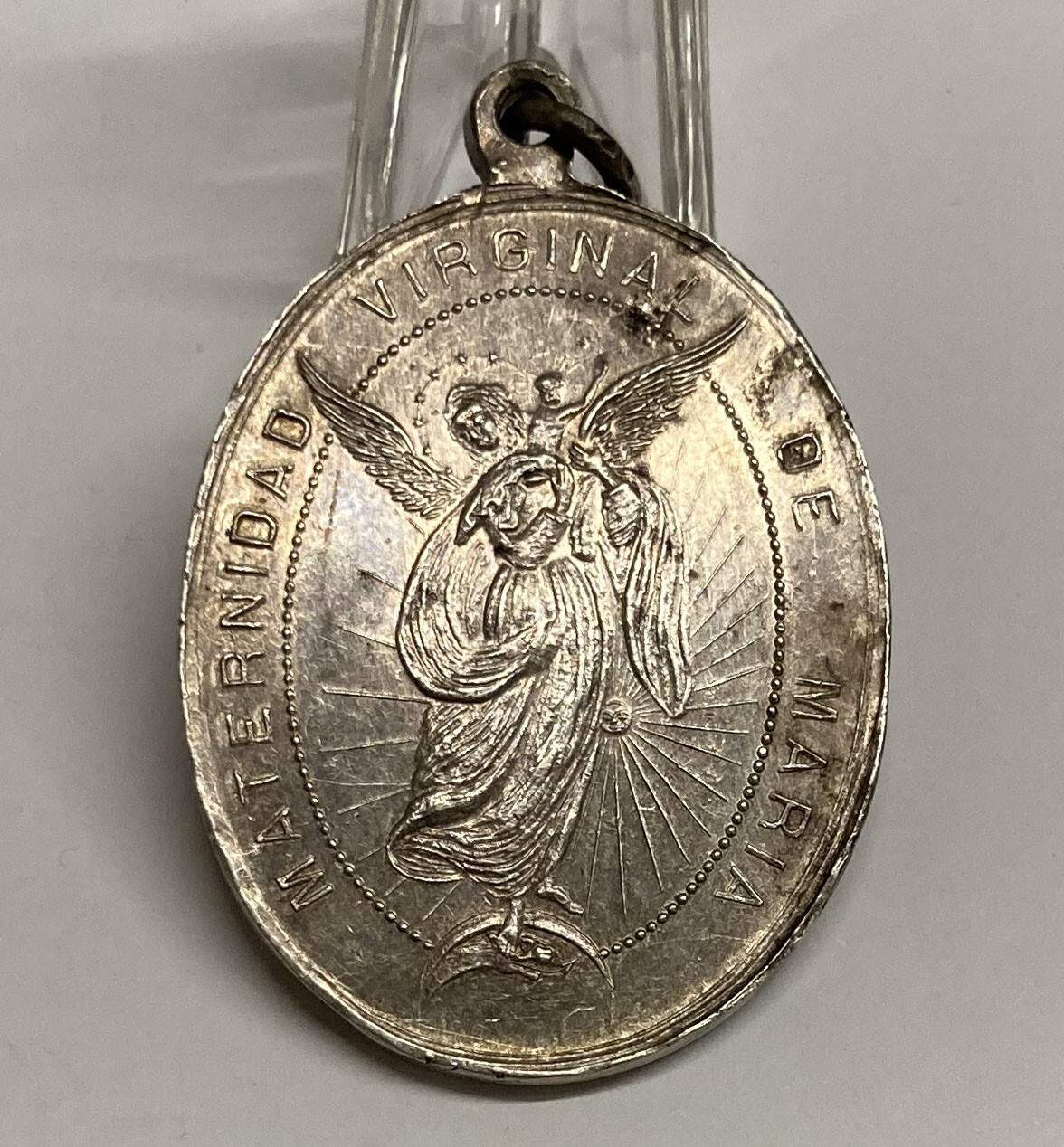 SPAIN 1920 VTG VIRGIN MOTHERHOOD MARY, HERESY OF JESUS SACRAMENT 23.6 GRS SILVER