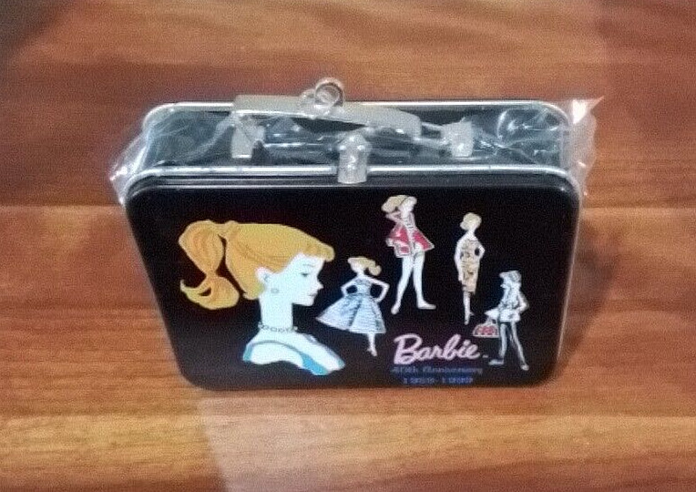 Vintage 1997 Hallmark Barbie Tin Mini Lunchbox Ornament Mattel 40th Anniversary