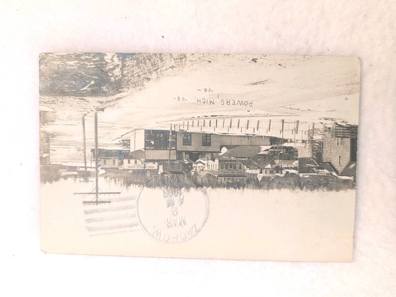 Real Photo Rare Early View of Powers, Michigan (Upper Peninsula). Postcard 1908