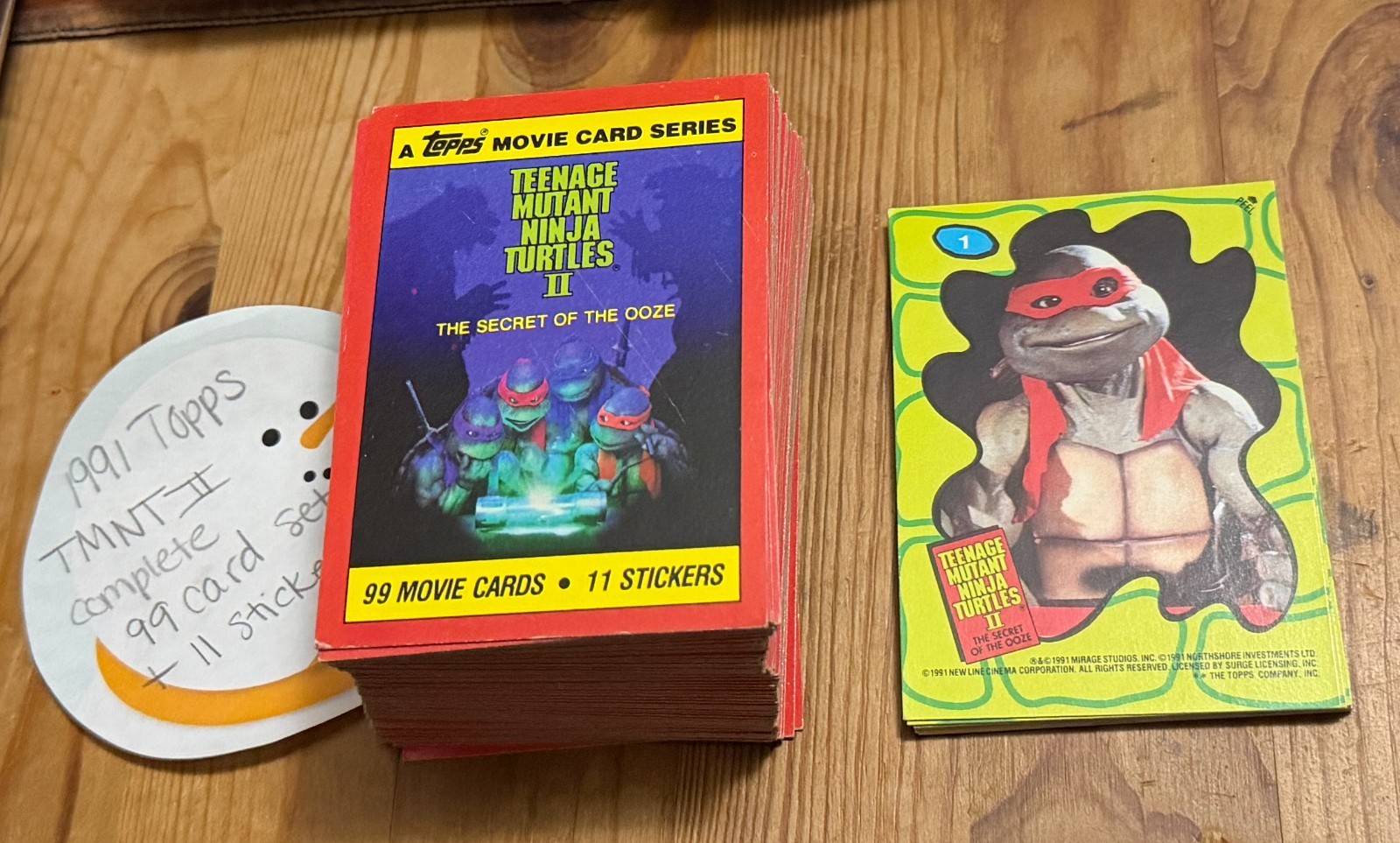 1991 Topps Teenage Mutant Ninja Turtles II Complete 99 Card & 11 Sticker Set