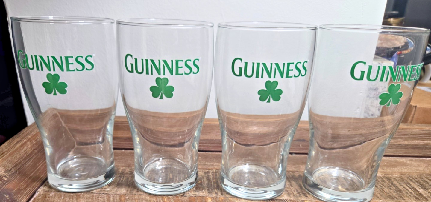 4 Guinness Shamrock Stout Beer St Patrick\'s Day Pint Glasses