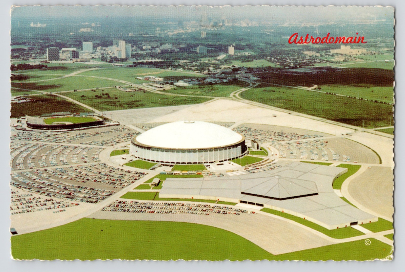 Aerial Houston Astros Astrodomain Baseball Stadium Texas c1975 St Louis Postcard