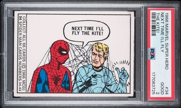 1966 Marvel Super Hero #34 1st Spider-Man Card App - PSA 2 - Centered 50/50 