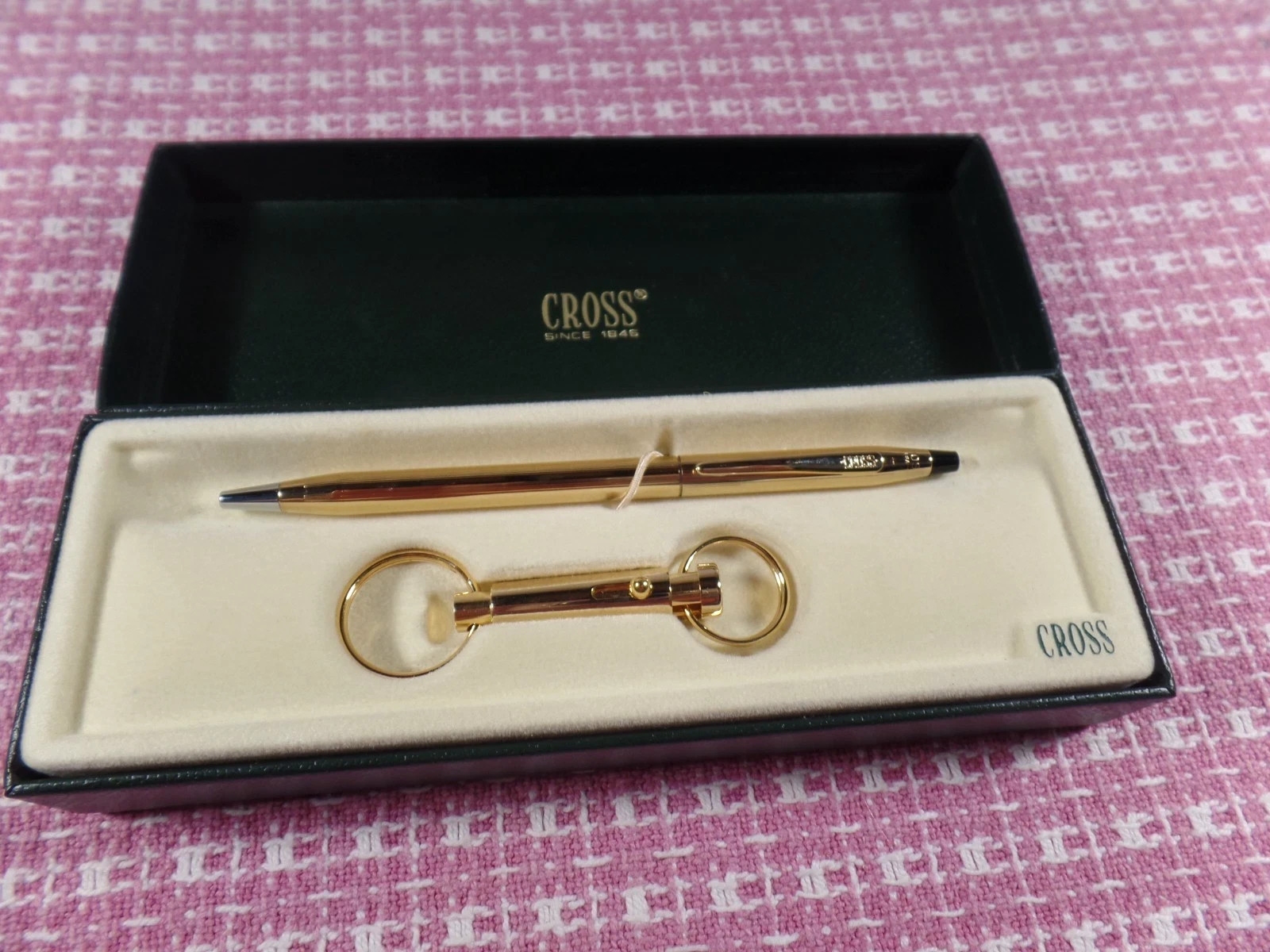 Cross 10k Gold   Ballpoint Pen & Keychain Set New In Box  Made In Usa  4572