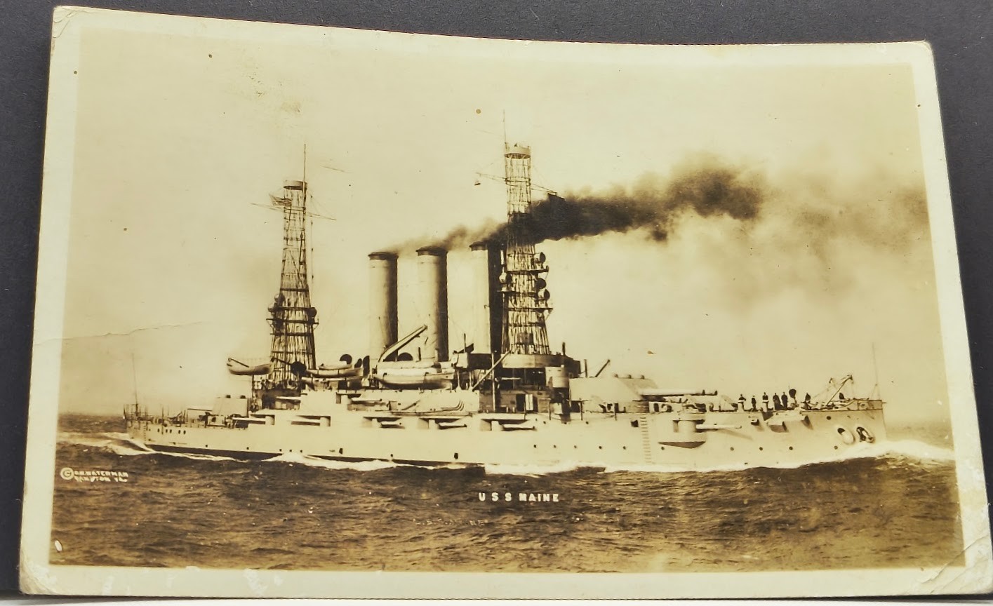 RPPC 1918 ~ U.S. Navy pre-dreadnought battleship USS Maine (BB-10)