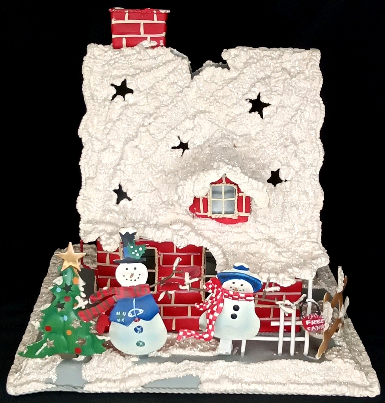 Vintage 1990s Hallmark Snow Buddies Metal Christmas Candle Holder