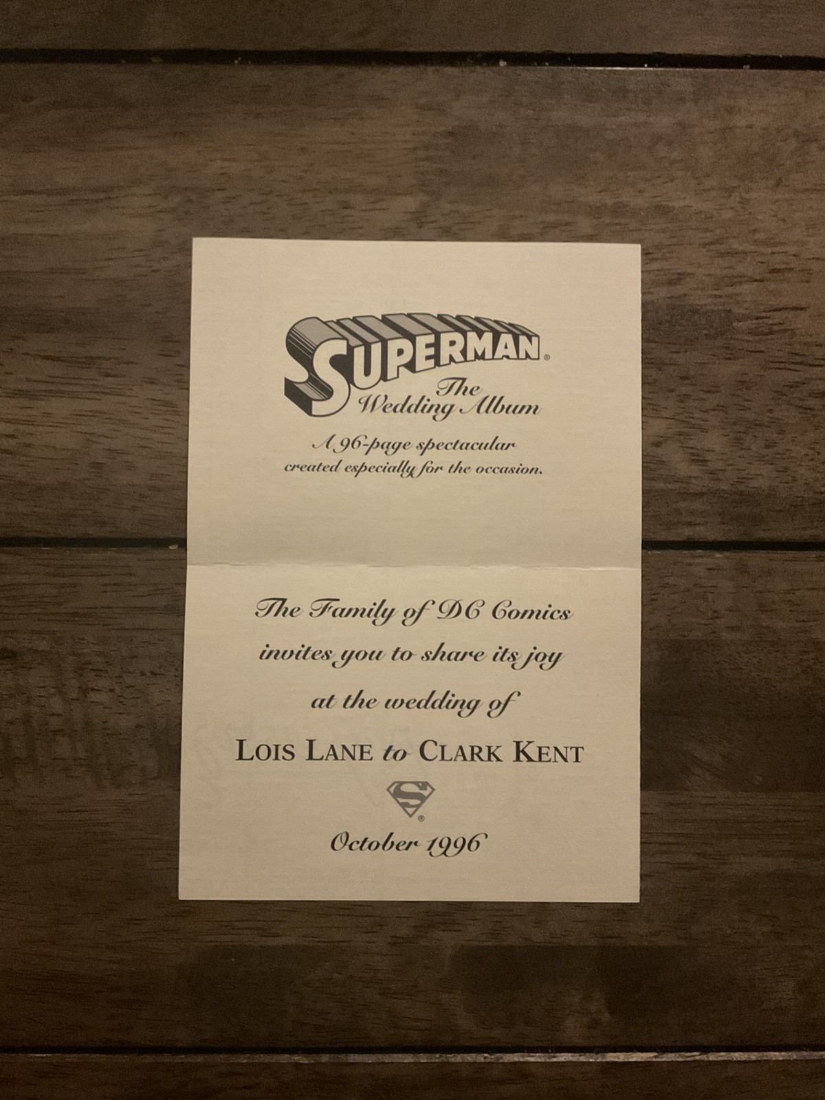 Superman The Wedding Album #1 CGC 9.8 DC Comic 1996 White Pages with Invitation